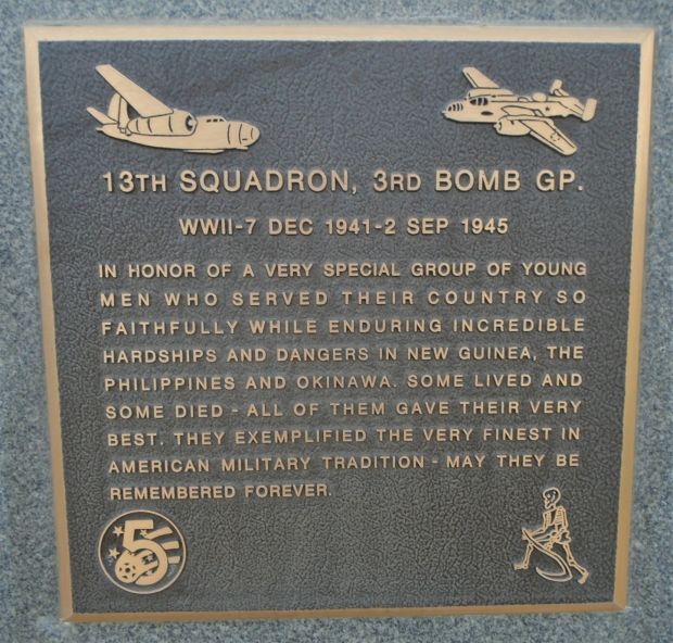 13TH SQUADRON, 3RD BOMB GP. WAR MEMORIAL PLAQUE