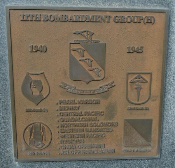 USAF ACADEMY 11TH BOMBARDMENT GROUP WAR MEMORIAL PLAQUE