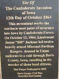 DAVIS COUNTY CIVIL WAR RAID MEMORIAL PLAQUE