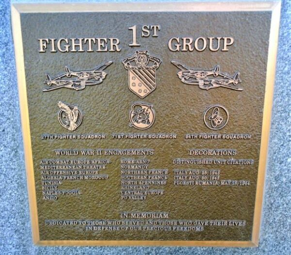 FIGHTER 1ST GROUP WAR MEMORIAL PLAQUE