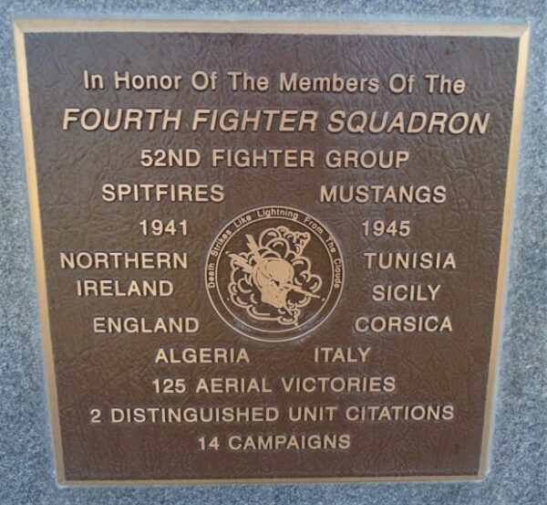 FOURTH FIGHTER SQUADRON WAR MEMORIAL PLAQUE