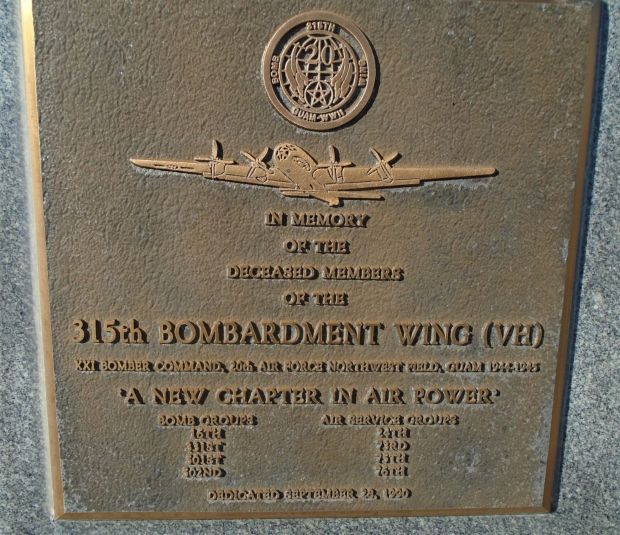 USAF ACADEMY 315TH BOMBARDMENT WING MEMORIAL PLAQUE