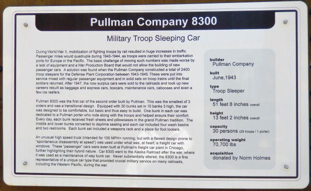 PULLMAN COMPANY 8300 MILITARY TROOP SLEEPING CAR MEMORIAL PANEL