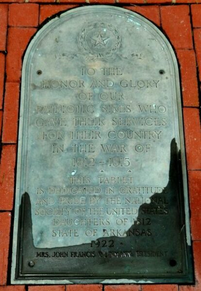 STATE OF ARKANSAS WAR OF 1812 MEMORIAL PLAQUE
