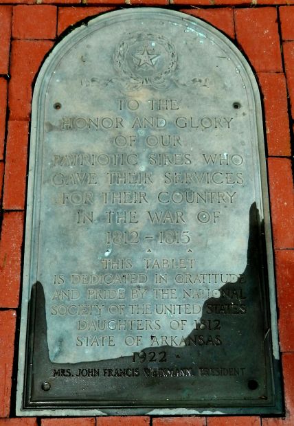 STATE OF ARKANSAS WAR OF 1812 MEMORIAL PLAQUE