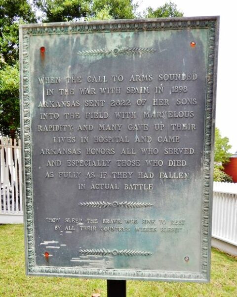 STATE OF ARKANSAS SPANISH-AMERICAN WAR MEMORIAL PLAQUE