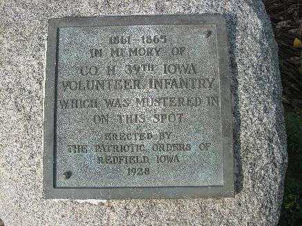 CO. H 39TH IOWA VOLUNTEER INFANTRY MEMORIAL FLAGPOLE PLAQUE