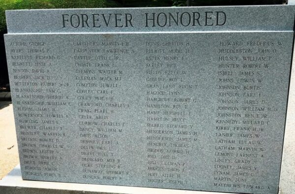 MORGAN COUNTY WORLD WAR II MEMORIAL LEFT STONE