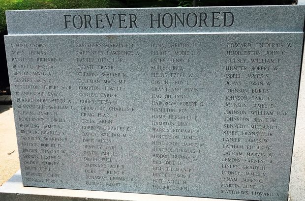 MORGAN COUNTY WORLD WAR II MEMORIAL LEFT STONE