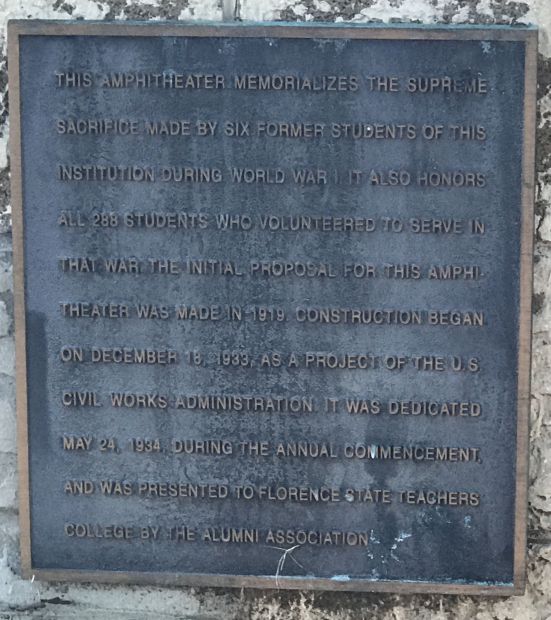 FLORENCE STATE TEACHERS COLLEGE MEMORIAL AMPHITHEATER PLAQUE A