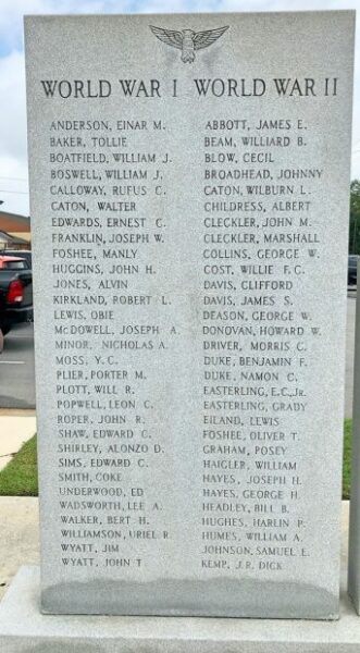 CHILTON COUNTY VETERANS MEMORIAL LEFT STONE