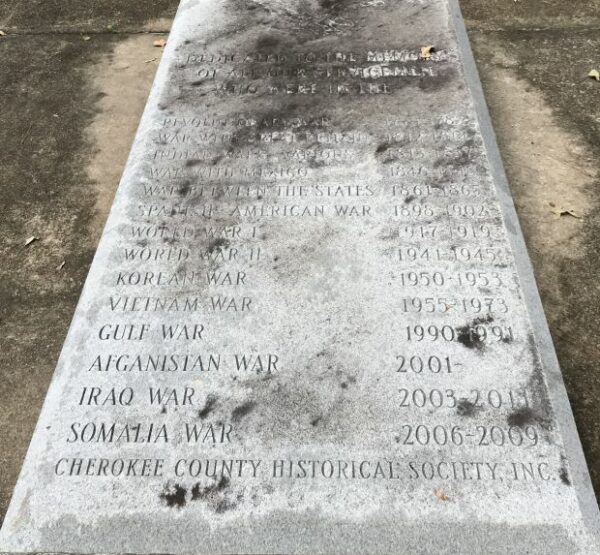 CHEROKEE COUNTY WAR VETERANS MEMORIAL STONE