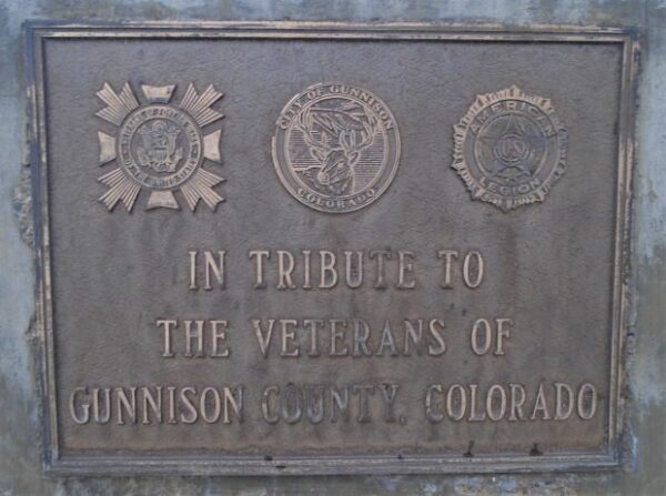 GUNNISON COUNTY VETERANS MEMORIAL PLAQUE