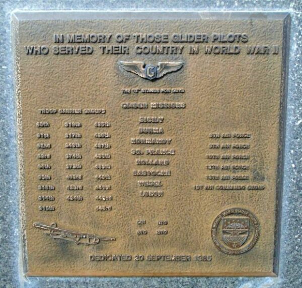 USAF ACADEMY WORLD WAR II GLIDER PILOTS MEMORIAL PLAQUE
