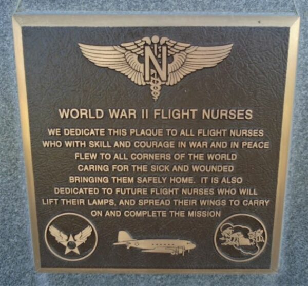 USAF ACADEMY WORLD WAR II FLIGHT NURSES MEMORIAL PLAQUE