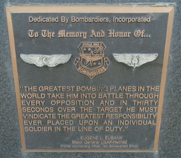 WORLD WAR II BOMBARDIERS MEMORIAL PLAQUE