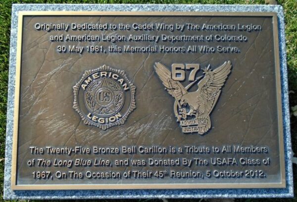 USAF ACADEMY CEMETERY BELL CARILLON MEMORIAL PLAQUE