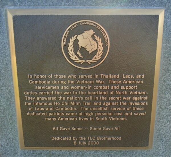 THAILAND LAOS CAMBODIA VIETNAM WAR MEMORIAL PLAQUE