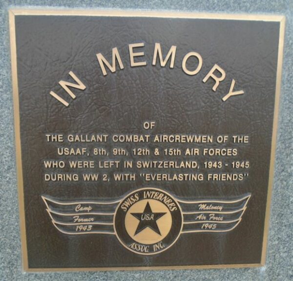 USAF ACADEMY SWISS INTERNEES WAR MEMORIAL PLAQUE