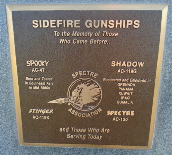 SIDEFIRE GUNSHIP WAR MEMORIAL PLAQUE