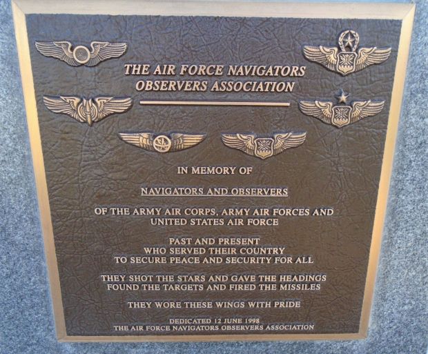 THE AIR FORCE NAVIGATORS OBSERVERS ASSOCIATION MEMORIAL PLAQUE