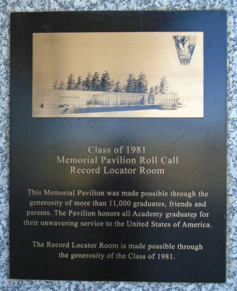 CLASS OF 1981 MEMORIAL PAVILION ROLL CALL