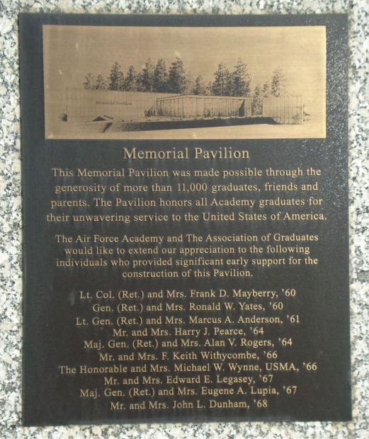 USAF ACADEMY MEMORIAL PAVILION PLAQUE B