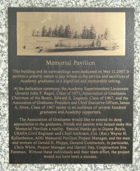 USAF ACADEMY MEMORIAL PAVILION PLAQUE A