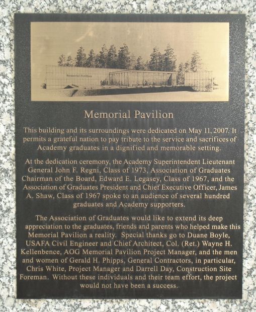 USAF ACADEMY MEMORIAL PAVILION PLAQUE A