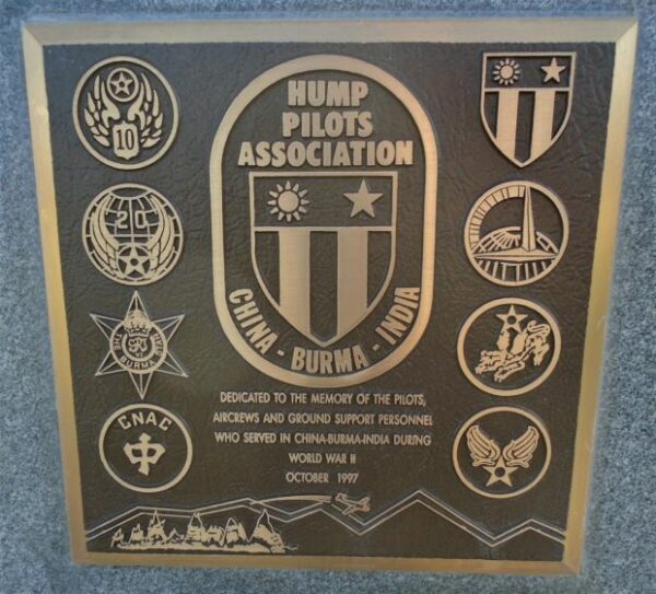 HUMP PILOTS ASSOCIATION WAR MEMORIAL PLAQUE