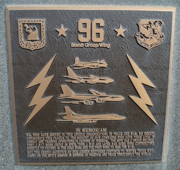 USAF ACADEMY 96 BOMB GROUP/WING WAR MEMORIAL PLAQUE