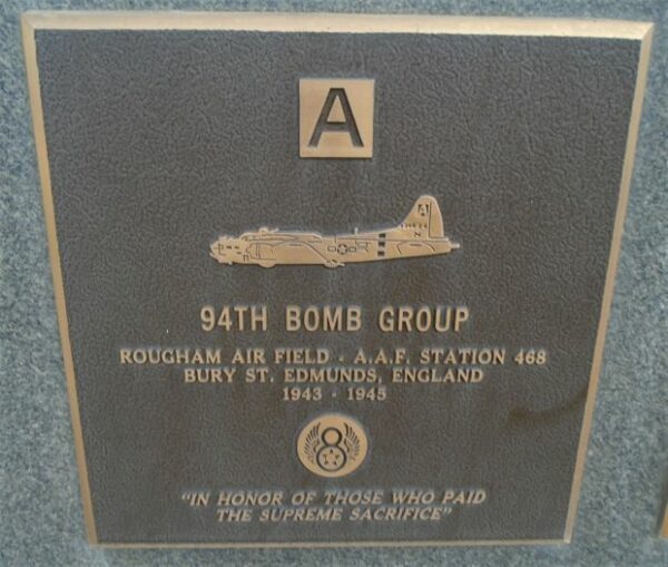 USAF ACADEMY 94TH BOMB GROUP WAR MEMORIAL PLAQUE