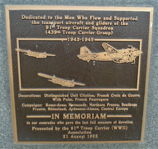 USAF ACADEMY 91ST TROOP CARRIER SQUADRON WAR MEMORIAL PLAQUE