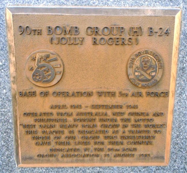 USAF ACADEMY 90TH BOMB GROUP (H) WAR MEMORIAL PLAQUE