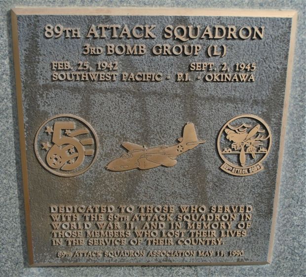 USAF ACADEMY 89TH ATTACK SQUADRON WAR MEMORIAL PLAQUE
