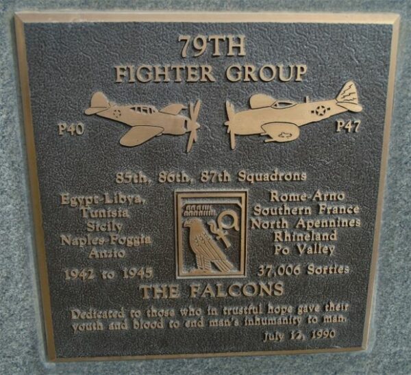 USAF ACADEMY 79TH FIGHTER GROUP WAR MEMORIAL PLAQUE