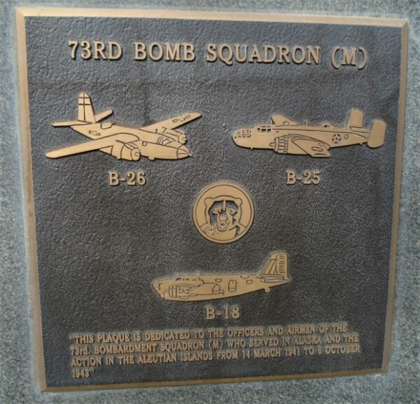 USAF ACADEMY 73RD BOMB SQUADRON (M) WAR MEMORIAL PLAQUE