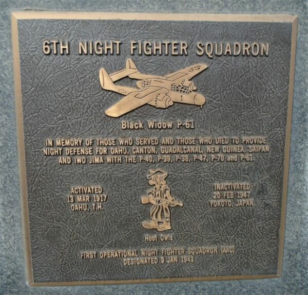 6TH NIGHT FIGHTER SQUADRON WAR MEMORIAL PLAQUE