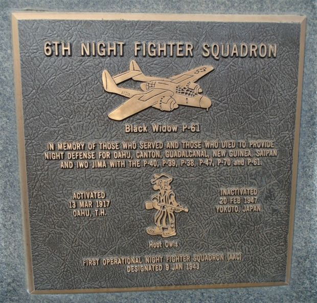 6TH NIGHT FIGHTER SQUADRON WAR MEMORIAL PLAQUE