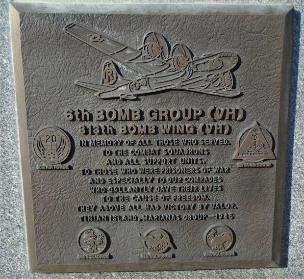 USAF ACADEMY 6TH BOMB GROUP (VH) WAR MEMORIAL PLAQUE