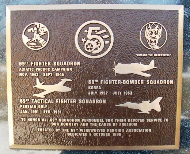 69TH FIGHTER SQUADRON WAR MEMORIAL PLAQUE
