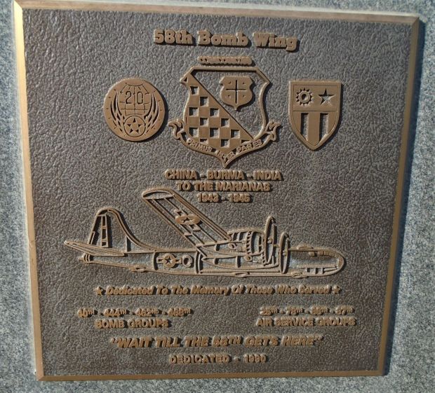 USAF ACADEMY 58TH BOMB WING WAR MEMORIAL PLAQUE