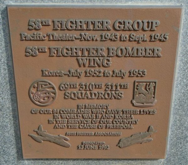 58TH FIGHTER GROUP WAR MEMORIAL PLAQUE