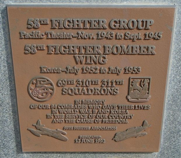 58TH FIGHTER GROUP WAR MEMORIAL PLAQUE