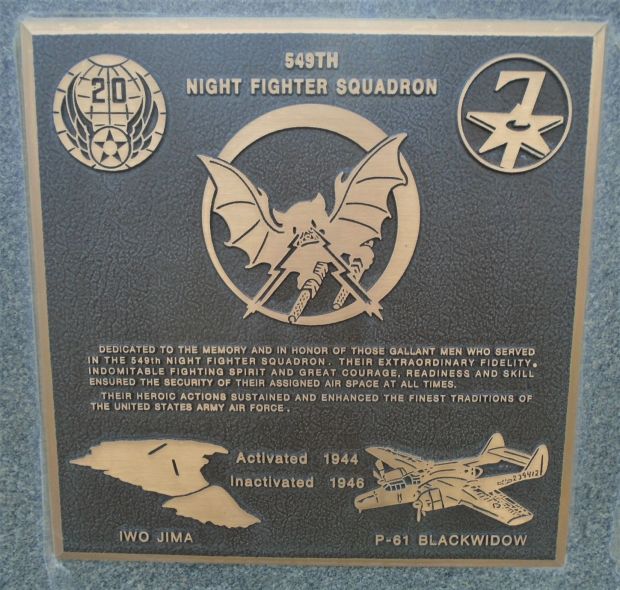 549TH NIGHT FIGHTER SQUADRON WAR MEMORIAL PLAQUE