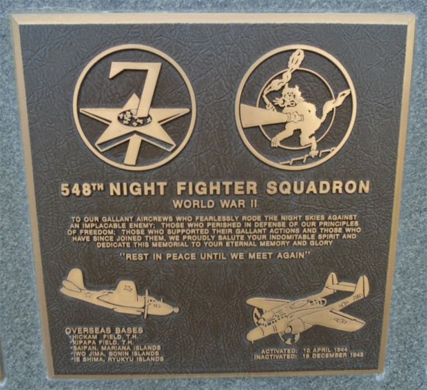 548TH NIGHT FIGHTER SQUADRON WAR MEMORIAL PLAQUE
