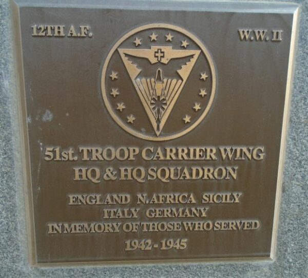 51ST TROOP CARRIER WING WAR MEMORIAL PLAQUIE