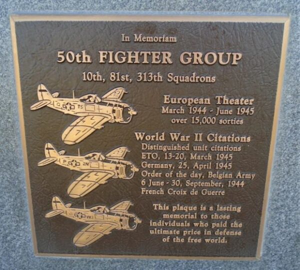 50TH FIGHTER GROUP WAR MEMORIAL PLAQUE