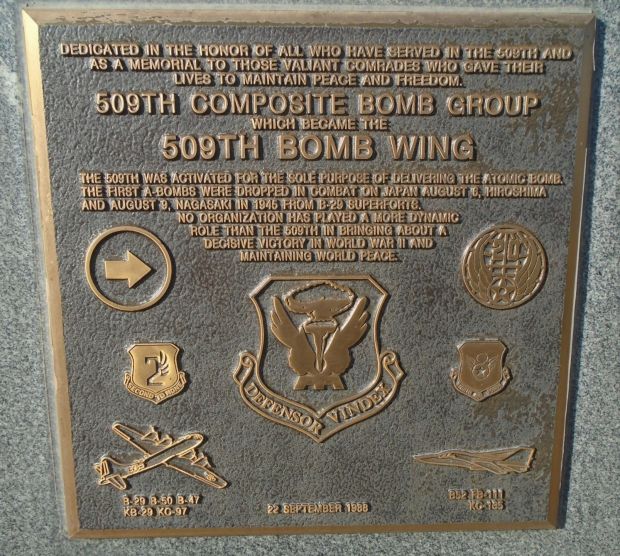 USAF ACADEMY 509TH COMPOSITE BOMB GROUP WAR MEMORIAL PLAQUE