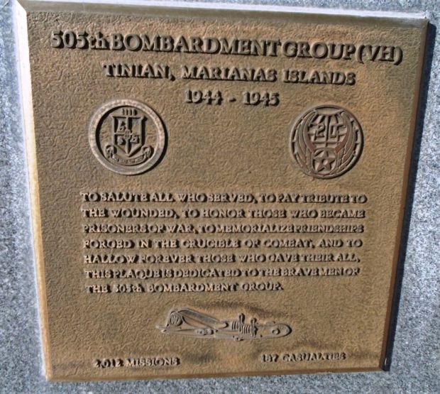 USAF ACADEMY 505TH BOMBARDMENT GROUP (VH) WAR MEMORIAL PLAQUE
